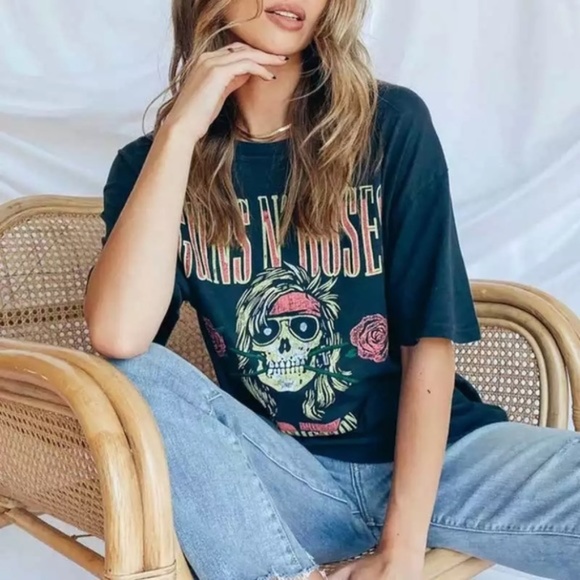 Tops - SOLD OUT Guns N Roses Destruction Band Rock Graphic Tee